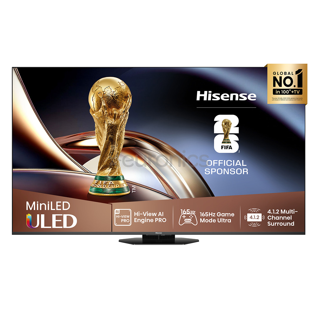 Hisense U8Q, 75'', 4K UHD, ULED, Mini LED, черный - Телевизор