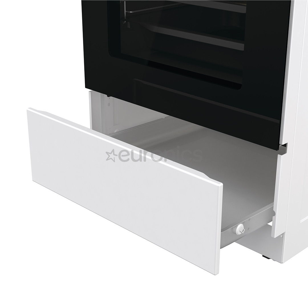 Gorenje, 70 L, platums 50 cm, balta - Elektriskā plīts ar gāzes virsmu