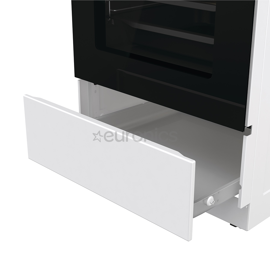 Gorenje, 70 L, platums 50 cm, balta - Elektriskā plīts ar gāzes virsmu