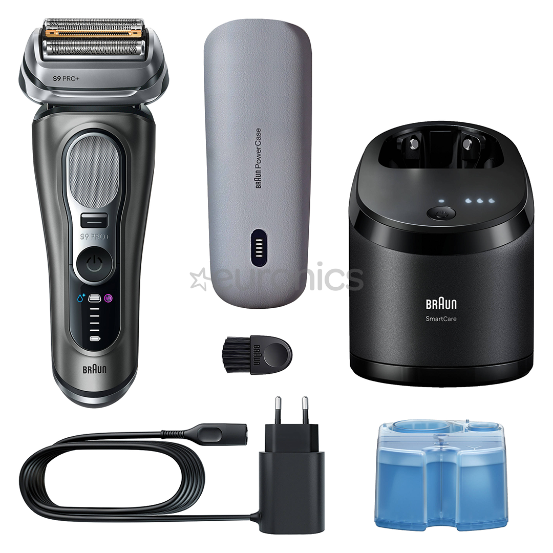 Braun Series 9 Pro+, Wet & Dry, 6-in-1, SmartCare centrs & PowerCase futrālis, tumši pelēka - Skuveklis