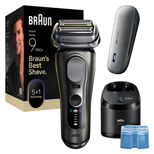 Braun Series 9 Pro+, Wet & Dry, 6-in-1, SmartCare centrs & PowerCase futrālis, tumši pelēka - Skuveklis