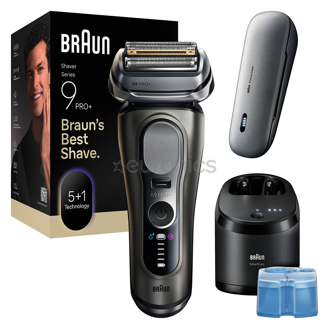 Braun Series 9 Pro+ Wet & Dry, 6-in-1 SmartCare centre and PowerCase, dark grey - Shaver
