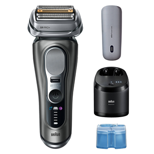 Braun Series 9 Pro+, Wet & Dry, 6-in-1, SmartCare centrs & PowerCase futrālis, tumši pelēka - Skuveklis
