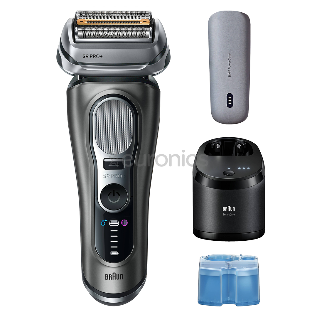 Braun Series 9 Pro+, Wet & Dry, 6-in-1, SmartCare centrs & PowerCase futrālis, tumši pelēka - Skuveklis