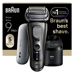 Braun Series 9 Pro+, Wet & Dry, 6-in-1, SmartCare centrs & PowerCase futrālis, tumši pelēka - Skuveklis