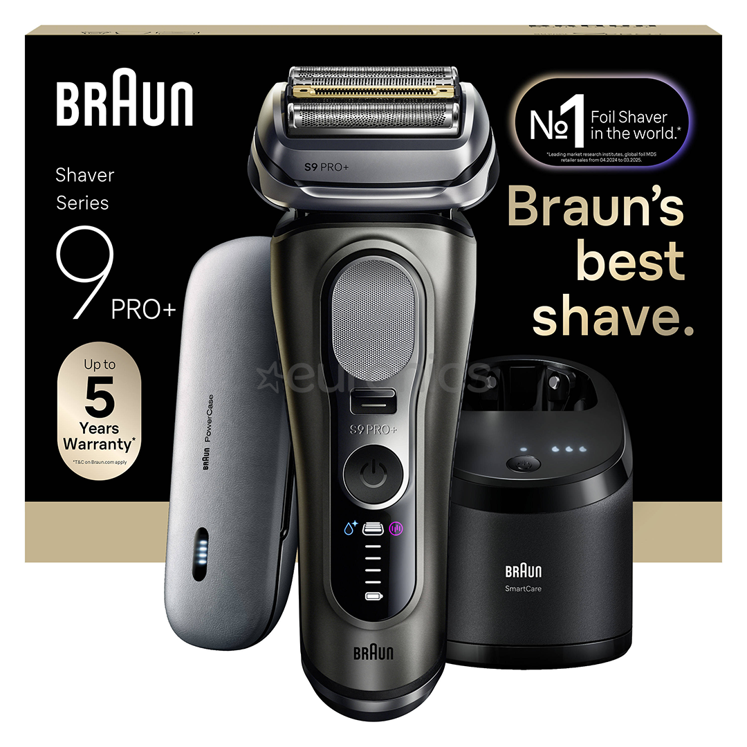 Braun Series 9 Pro+, Wet & Dry, 6-in-1, SmartCare centrs & PowerCase futrālis, tumši pelēka - Skuveklis