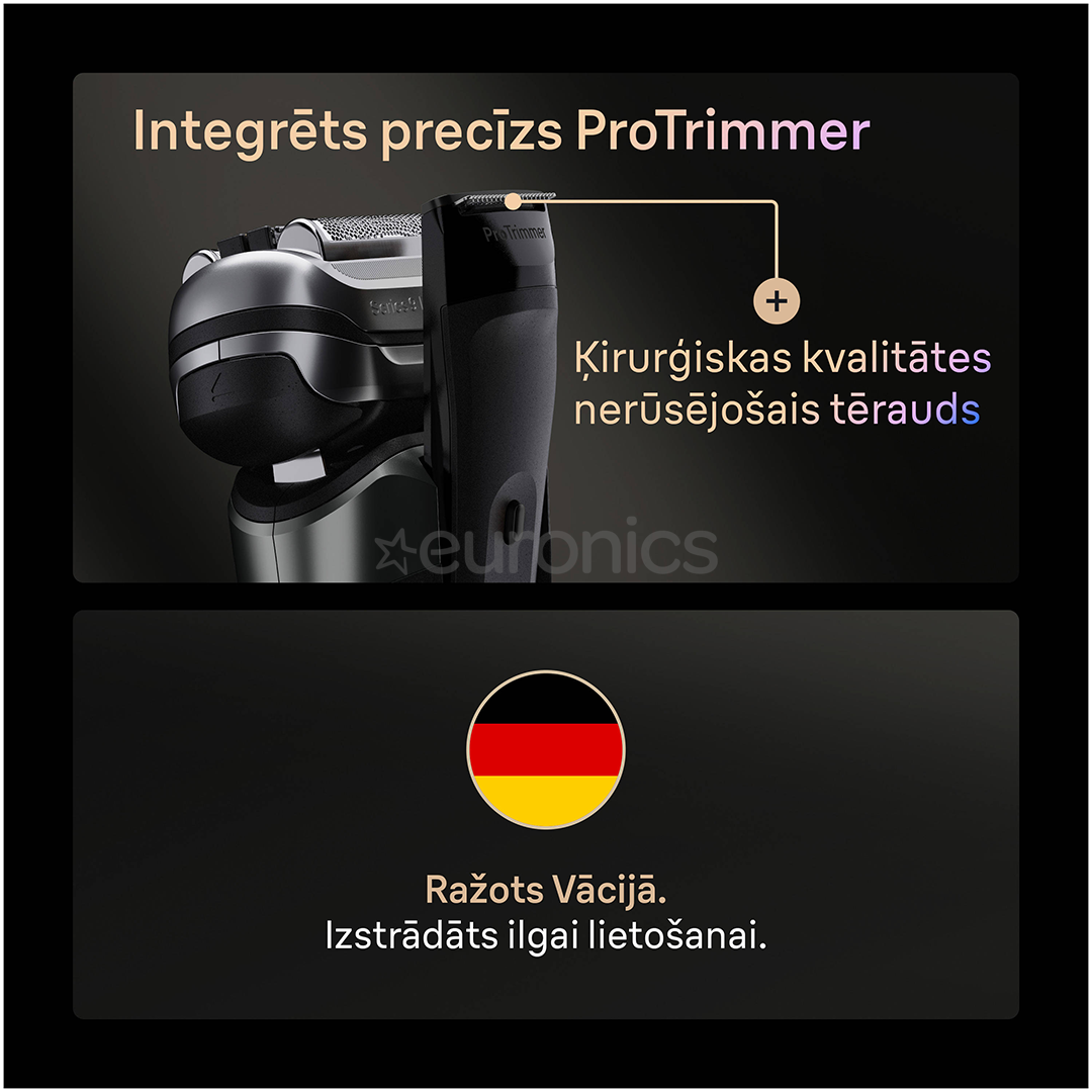 Braun Series 9 Pro+, Wet & Dry, 6-in-1, SmartCare centrs & PowerCase futrālis, tumši pelēka - Skuveklis