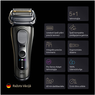 Braun Series 9 Pro+ Wet & Dry, 6-in-1 SmartCare centre and PowerCase, dark grey - Shaver