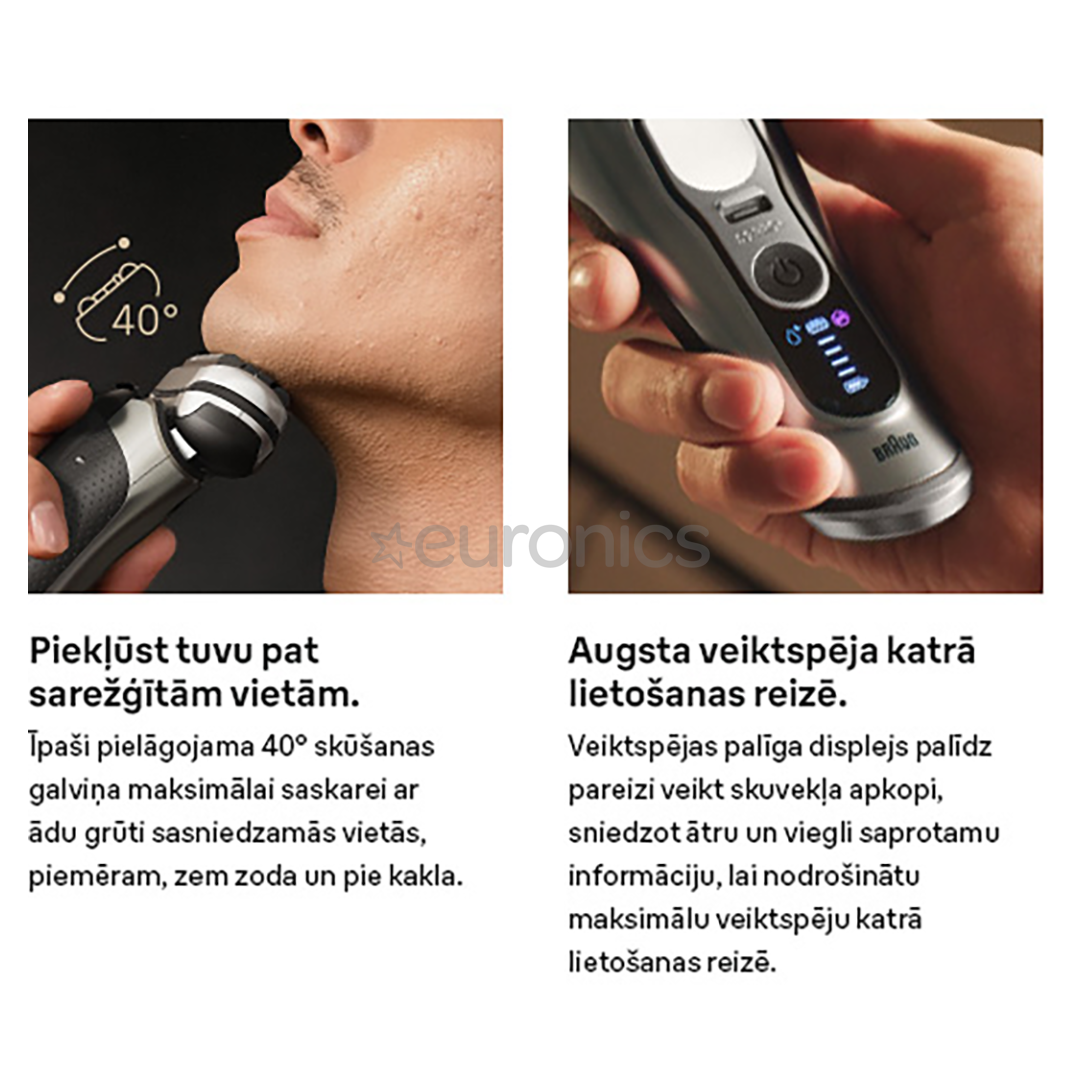Braun Series 9 Pro+, Wet & Dry, 6-in-1, SmartCare centrs & PowerCase futrālis, tumši pelēka - Skuveklis