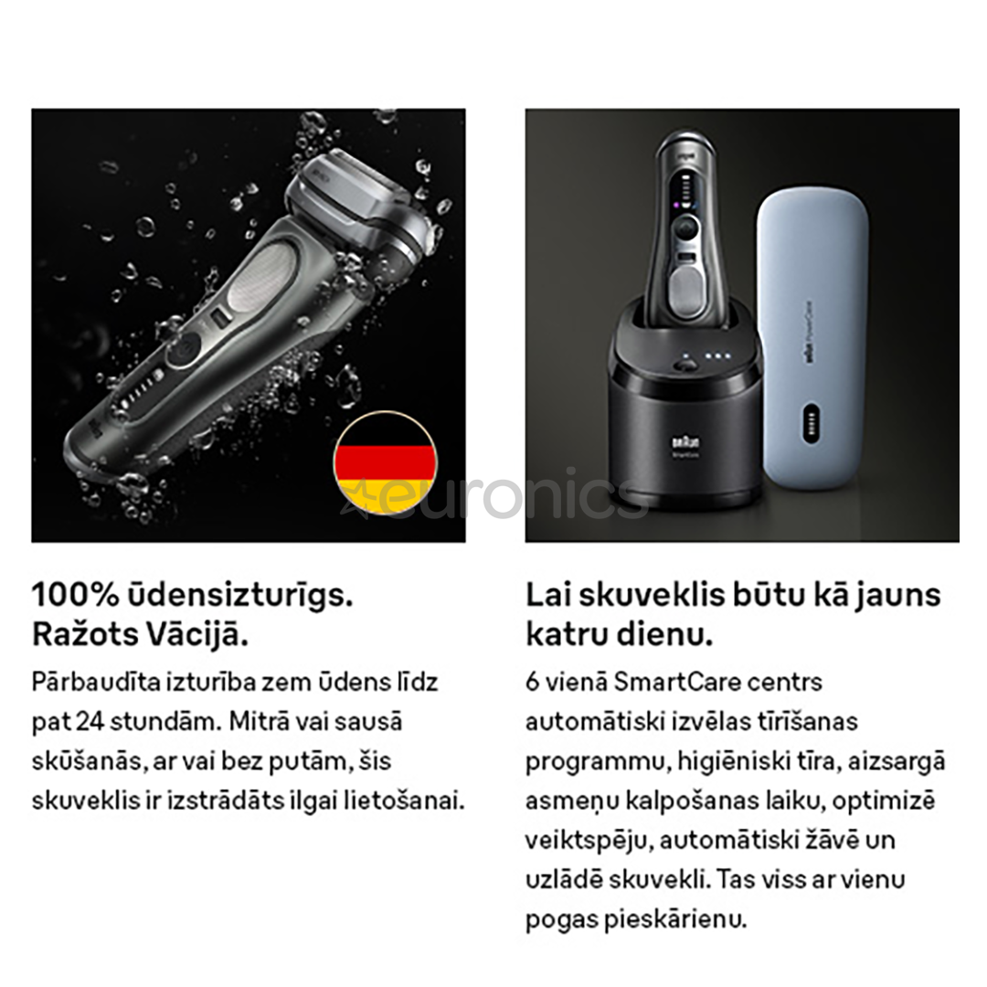 Braun Series 9 Pro+, Wet & Dry, 6-in-1, SmartCare centrs & PowerCase futrālis, tumši pelēka - Skuveklis