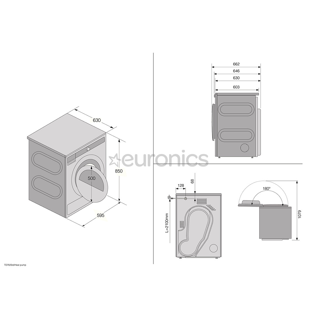 Asko, 9 kg, dziļums 63 cm - Veļas žāvētājs