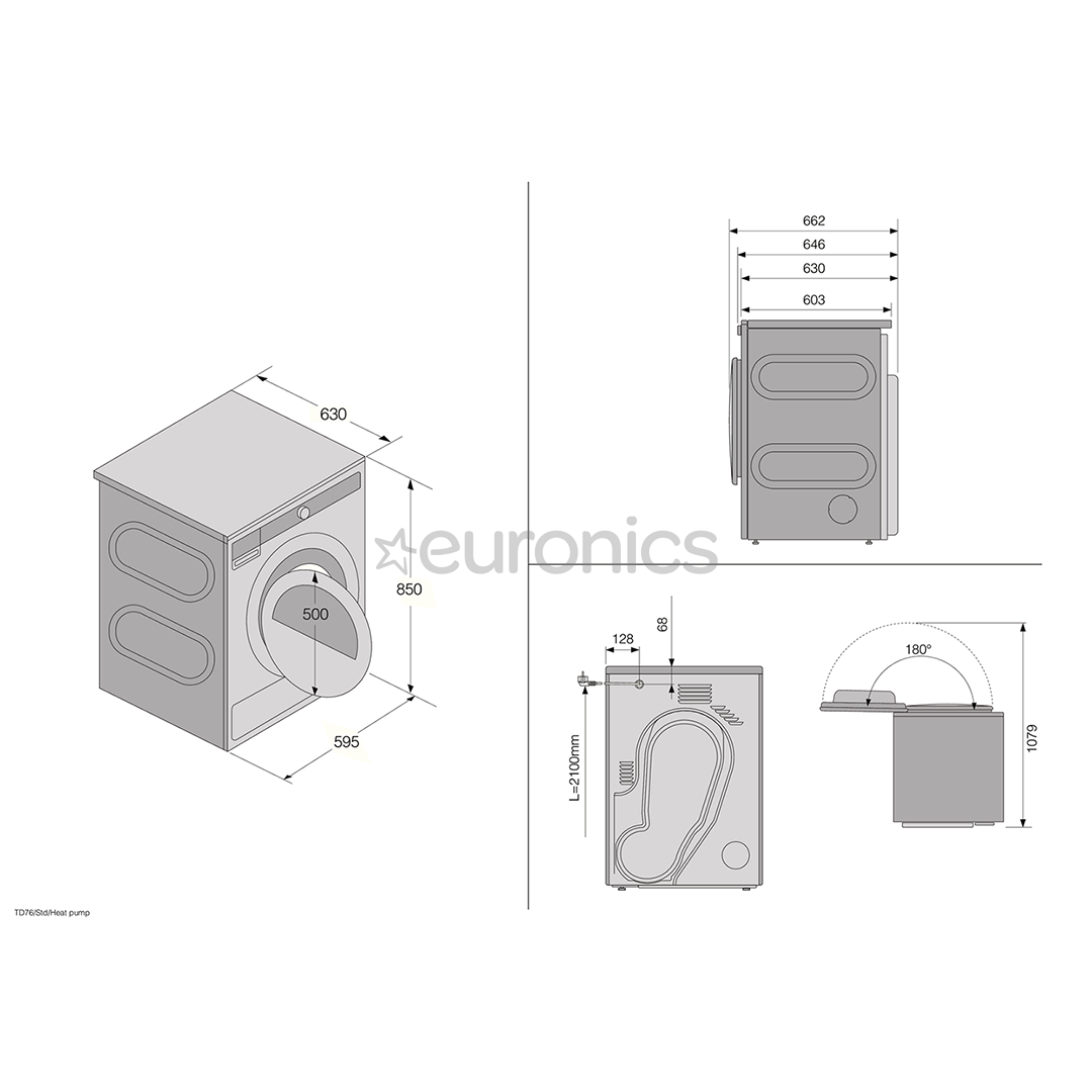 Asko, 9 kg, depth 63 cm - Clothes dryer