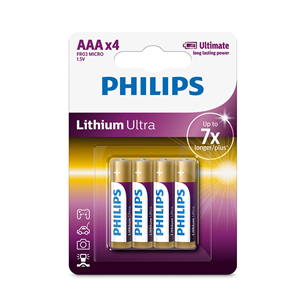 Philips Lithium Ultra, AAA, 4 gab. - Baterijas FR03LB4A/10