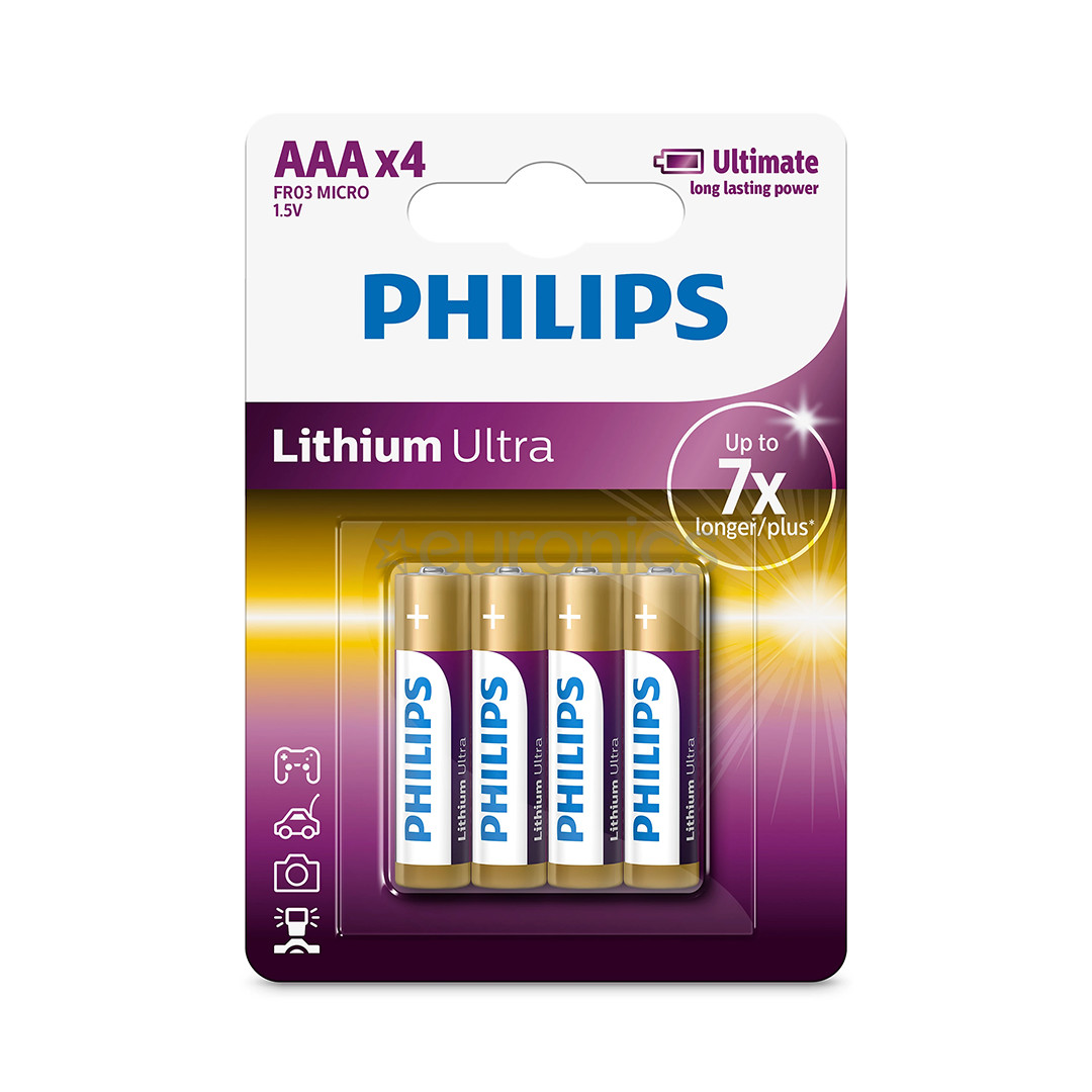 Philips Lithium Ultra, AAA, 4 pc - Batteries