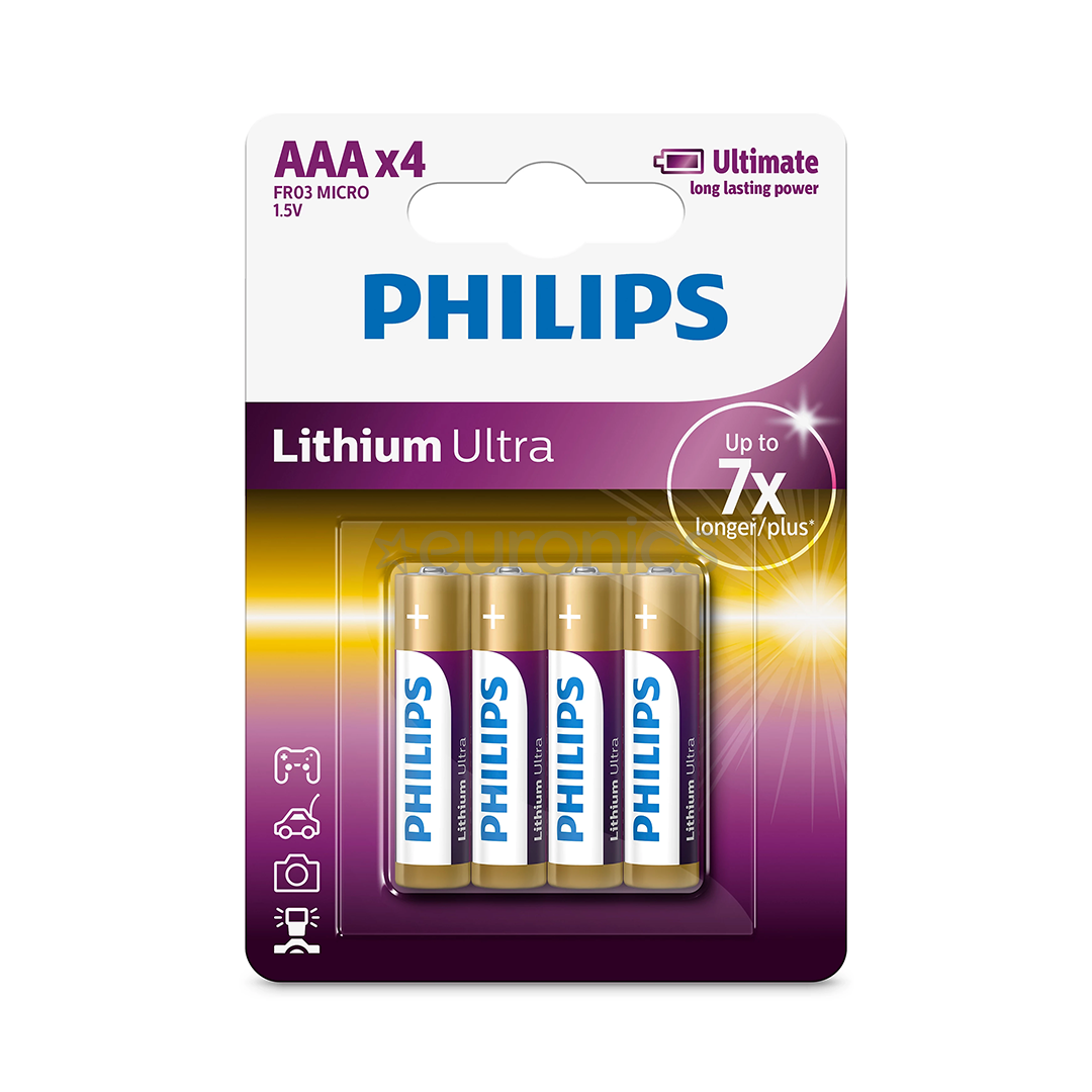 Philips Lithium Ultra, AAA, 4 gab. - Baterijas