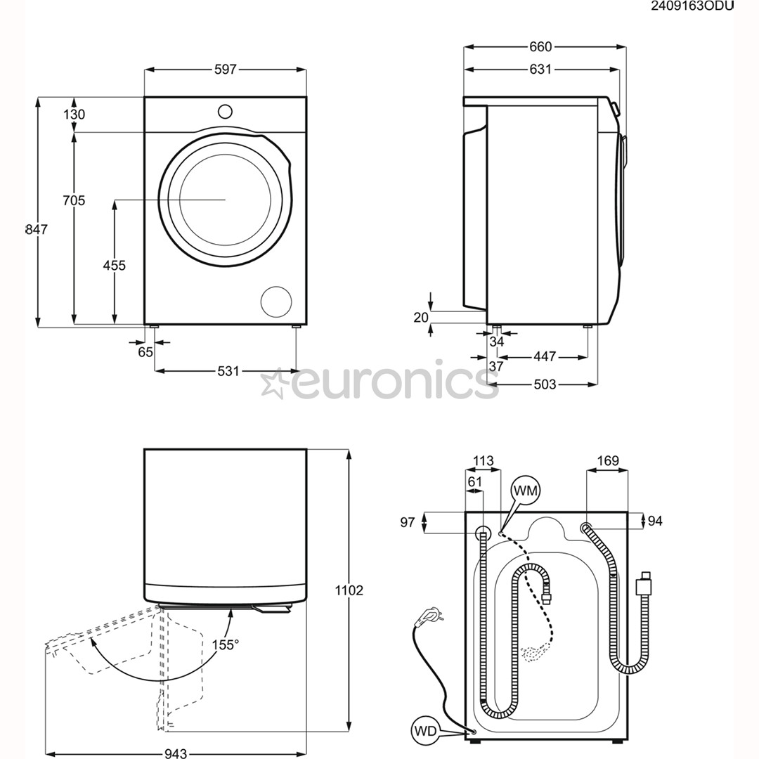 Electrolux 700 Series SteamCare, 9 кг, глубина 63,1 см, 1600 об/мин - Стиральная машина с передней загрузкой