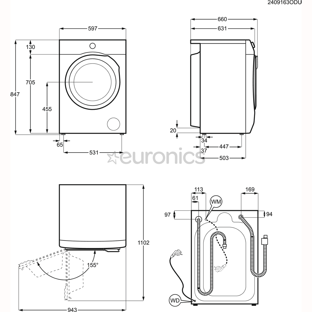 Electrolux 700 Series SteamCare, 9 kg, dziļums 63.1 cm, 1600 apgr/min. - Veļas mazgājamā mašīna ar priekšējo ielādi