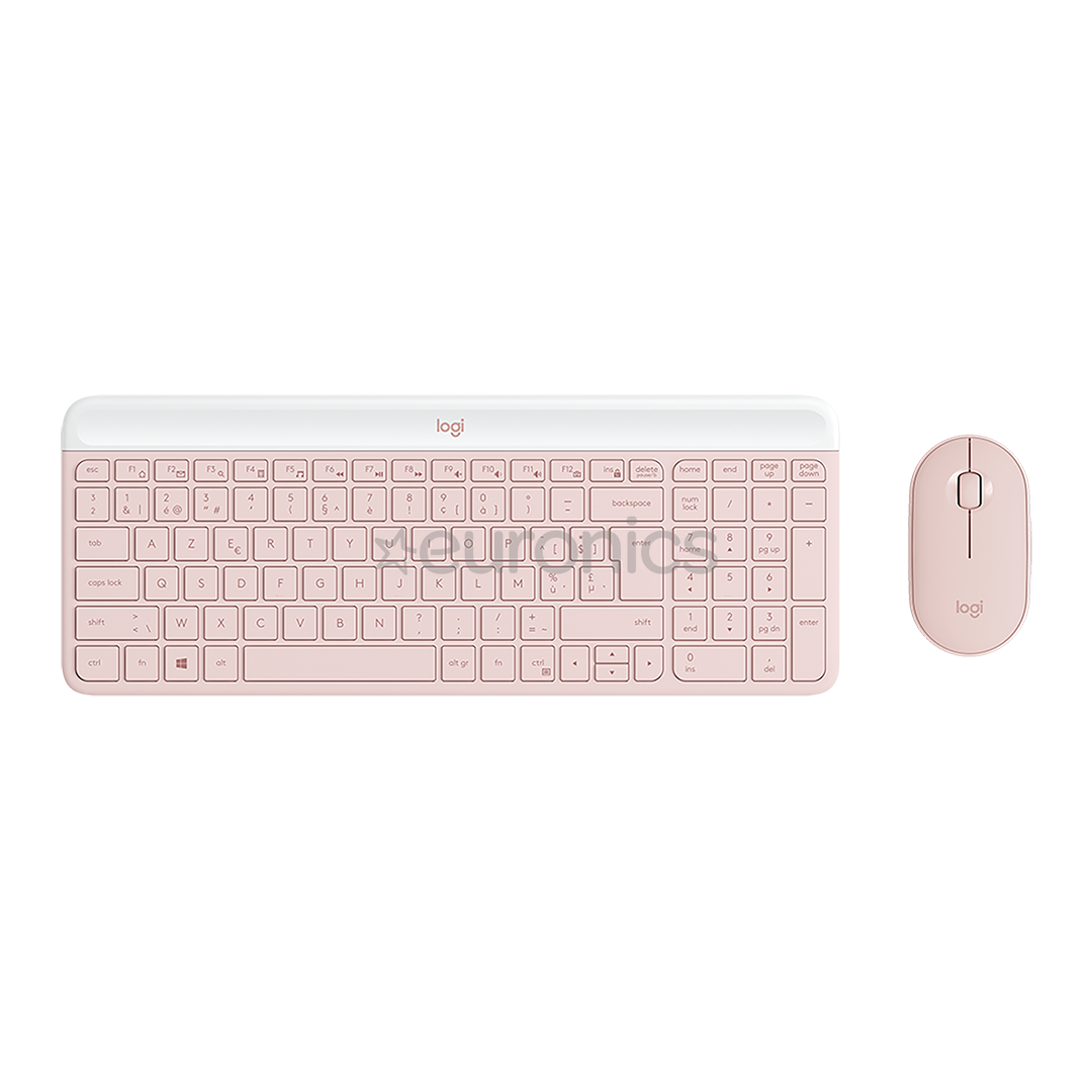Logitech Slim Combo MK470, US, rozā - Bezvadu klaviatūra ar peli