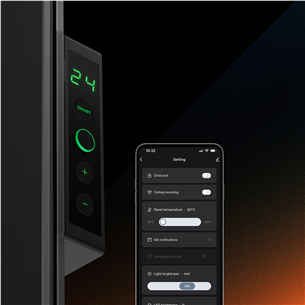 Aeno Premium Eco Smart Quadro, 500 W, melna - Sienas sildītājs