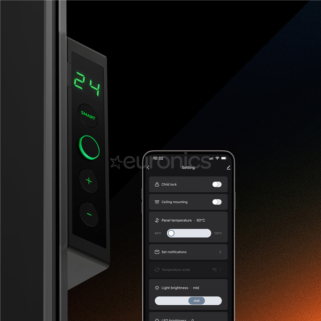 Aeno Premium Eco Smart Quadro, 500 W, black - Wall heater