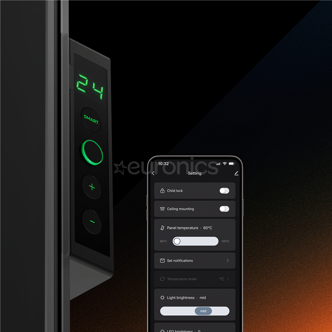 Aeno Premium Eco Smart Quadro, 500 W, melna - Sienas sildītājs