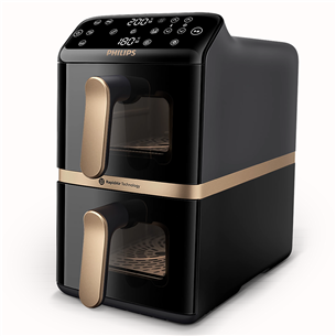 Philips Airfryer 4000 Series Stacked Dual Basket, 2300 Вт, 10 л, черный - Аэрогриль NA462/70
