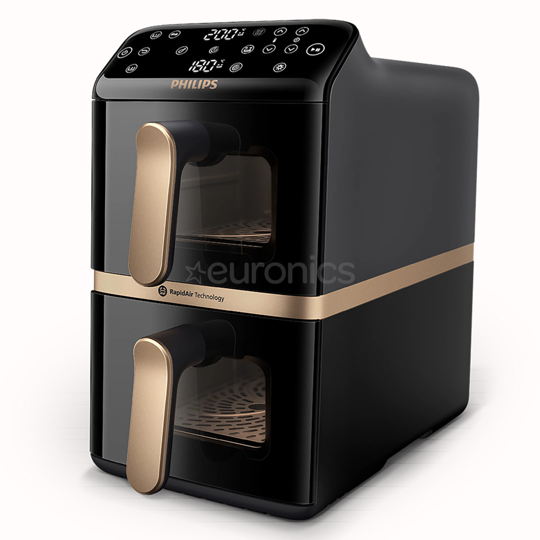 Philips Airfryer 4000 Series Stacked Dual Basket, 2300 W, 10 L, melna - Karstā gaisa friteris