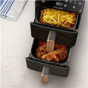 Philips Airfryer 4000 Series Stacked Dual Basket, 2300 W, 10 L, melna - Karstā gaisa friteris