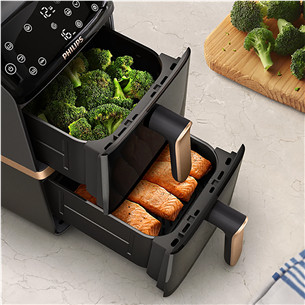Philips Airfryer 4000 Series Stacked Dual Basket, 2300 W, 10 L, melna - Karstā gaisa friteris