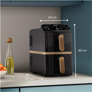 Philips Airfryer 4000 Series Stacked Dual Basket, 2300 W, 10 L, melna - Karstā gaisa friteris
