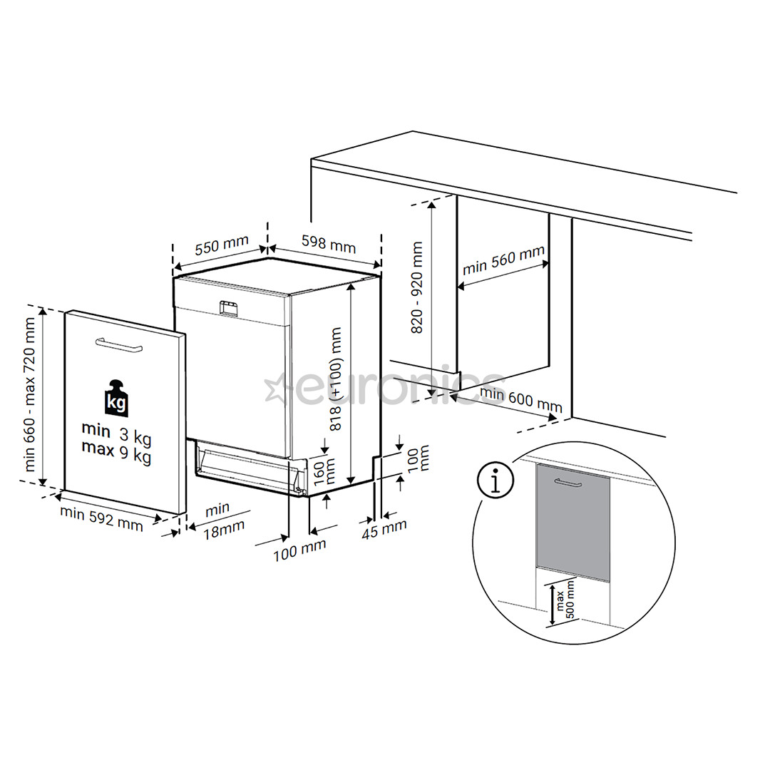 Beko, 15 komplekti, platums 59.8 cm - Iebūvējama trauku mazgājamā mašīna