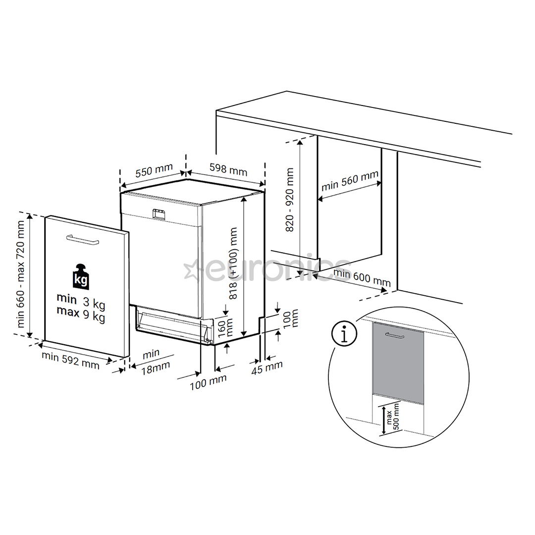 Beko, 15 komplekti, platums 59.8 cm - Iebūvējama trauku mazgājamā mašīna