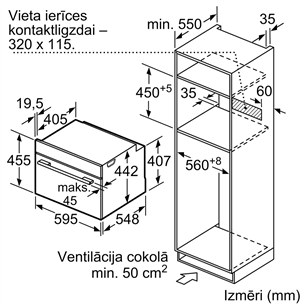 Bosch, 45 L, melna - Iebūvējama cepeškrāsns ar mikroviļņu funkciju