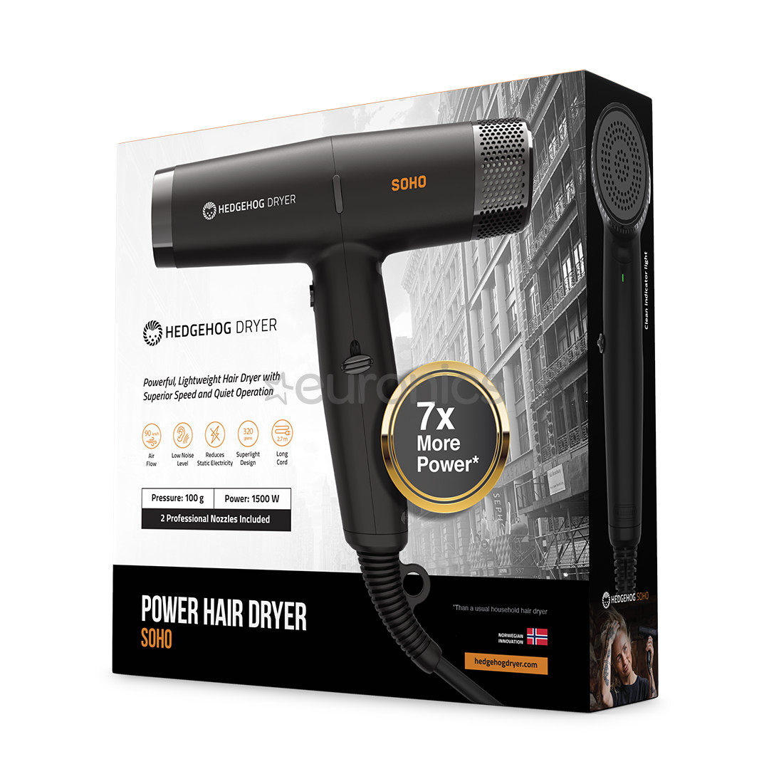 Hedgehog SOHO, 1500 W, melna - Matu fēns