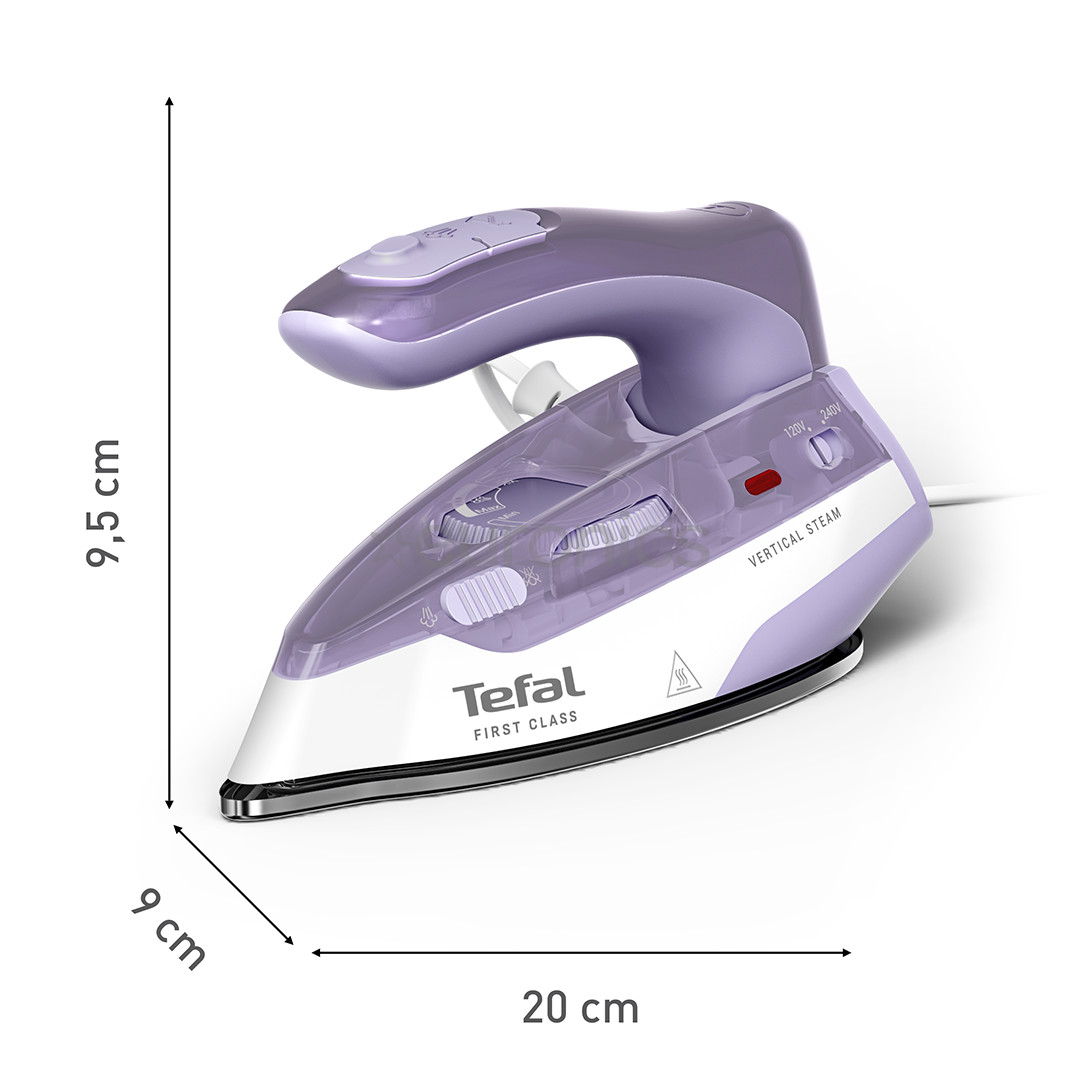 Tefal First Class, 1000 Вт, сиреневый/белый - Дорожный утюг