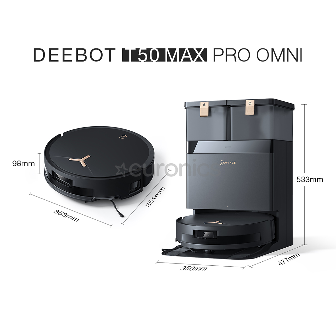 Ecovacs Deebot T50 Max Pro Omni, сухая и влажная уборка, черный - Робот-пылесос