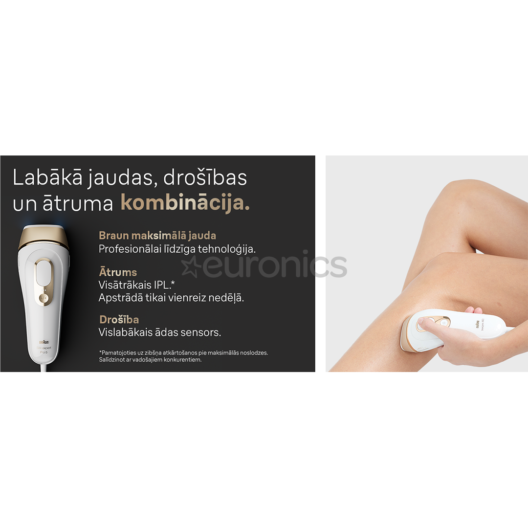 Braun Silk-expert Pro 5, balta/zelta - Fotoepilators