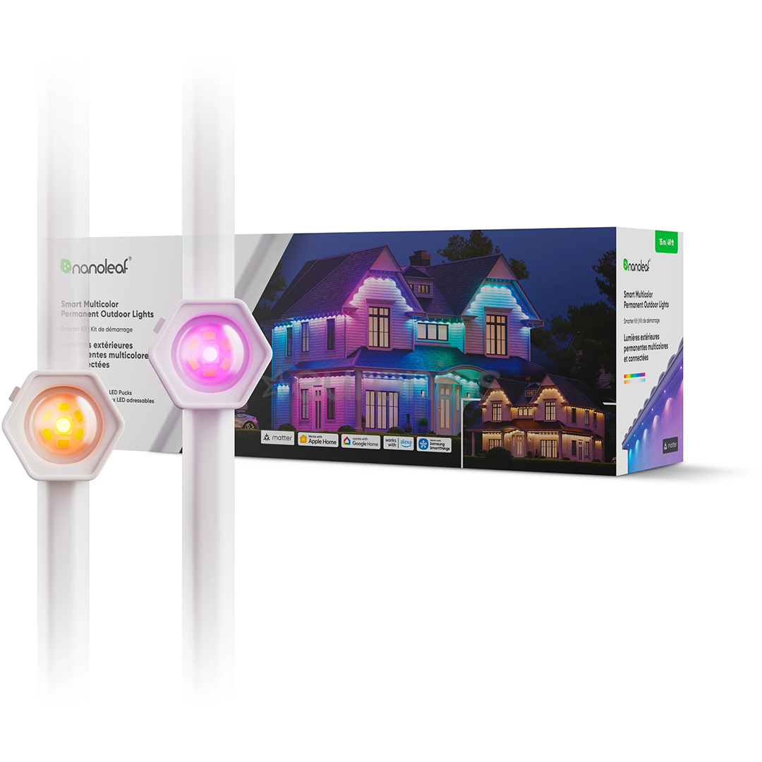 Nanoleaf Smart Multicolor Permanent Outdoor Lights, Starter kit, 15 м, RGB, белый - Умные светодиодные светильники