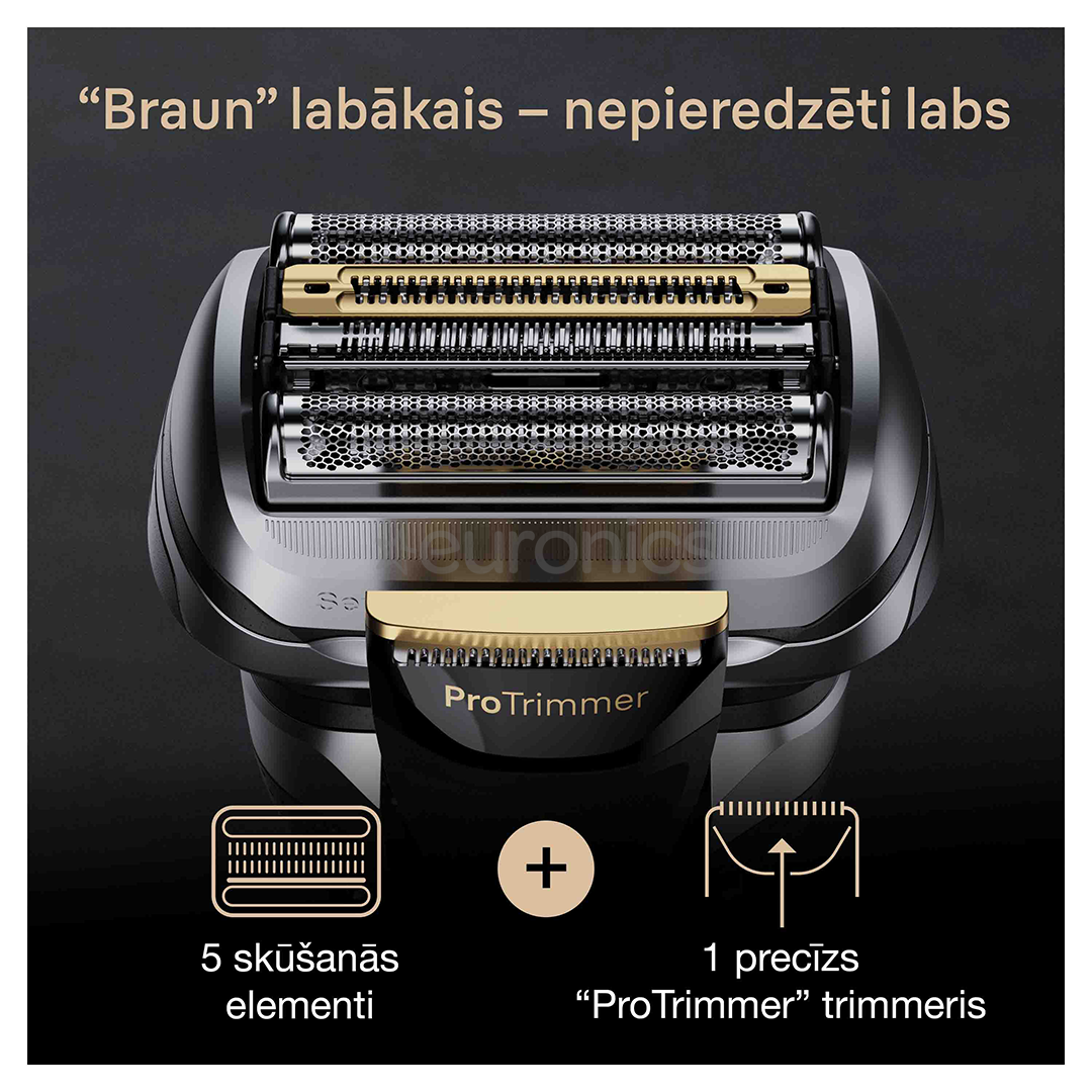 Braun Series 9 Pro+ Wet & Dry, станция 6 в 1 SmartCare и зарядный футляр PowerCase, серебристый - Бритва