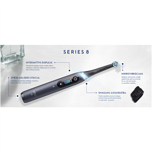 Braun Oral-B iO 8, ceļojumu futrālis, melna/pelēka - Elektriskā zobu birste