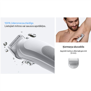 Braun Series 3, balta - Ķermeņa trimmeris