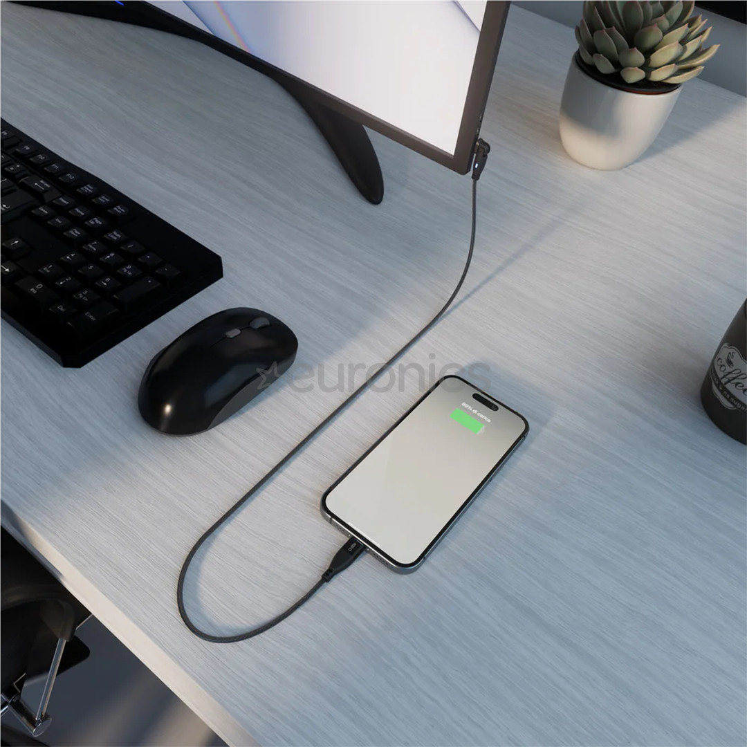 SBS Flexi, 60 W, 1 m, USB-C, gray - Cable