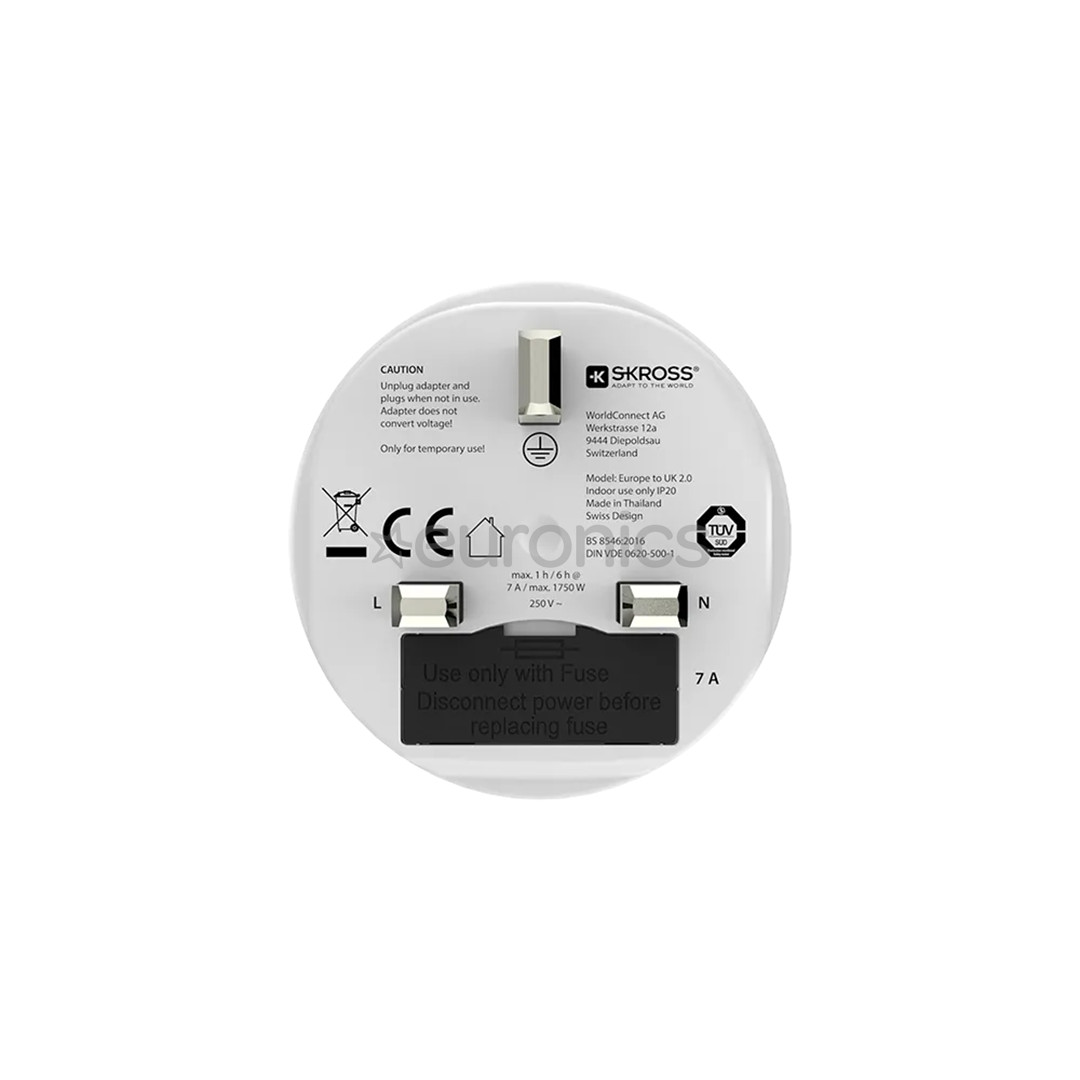 Skross Europe to UK, balta - Adapteris