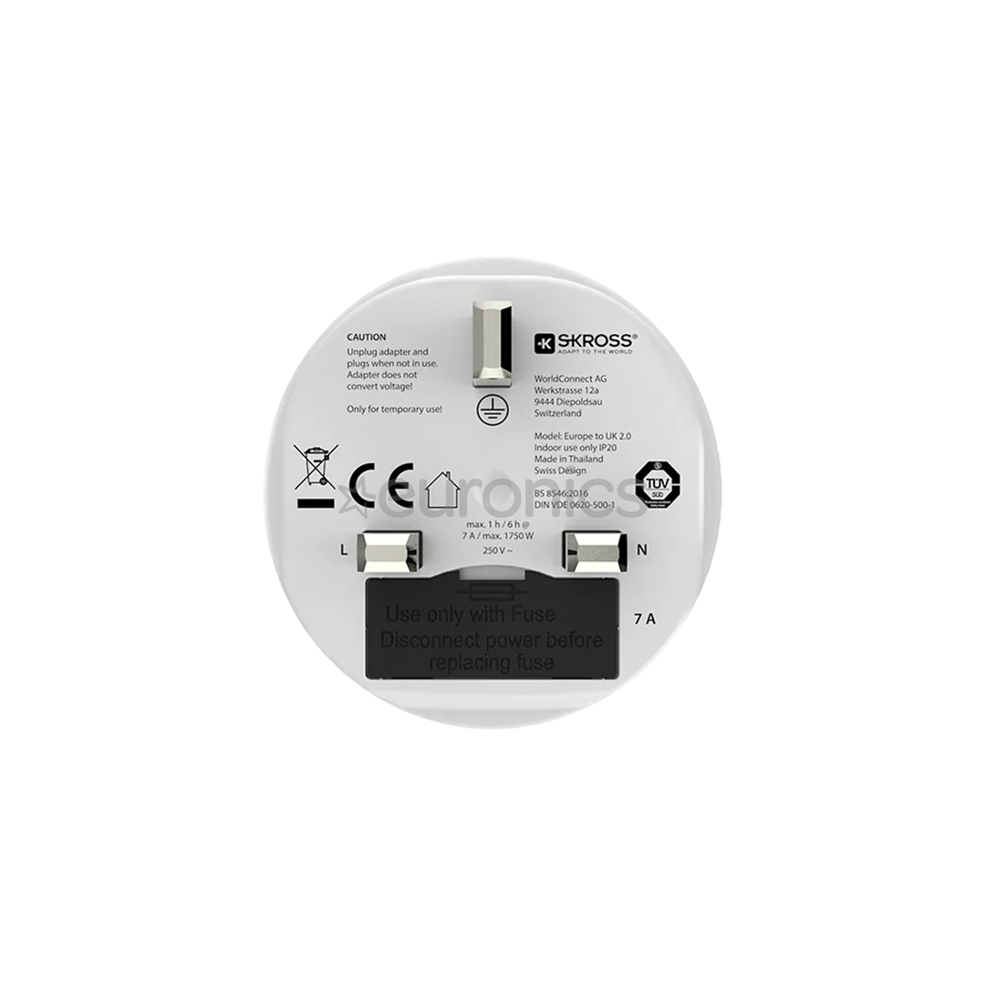 Skross Europe to UK, balta - Adapteris