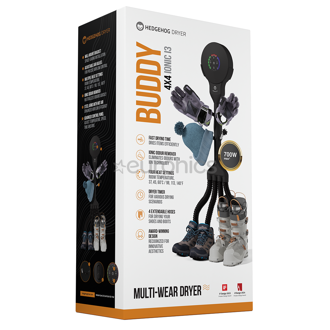 Hedgehog Buddy, 4x4, черный - Сушилка для обуви