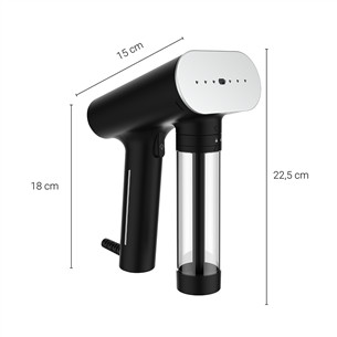 SteamOne Karl 2, 2000 W, melna - Rokas apģērbu tvaicētājs
