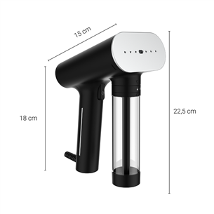SteamOne Karl 2, 2000 W, melna - Rokas apģērbu tvaicētājs
