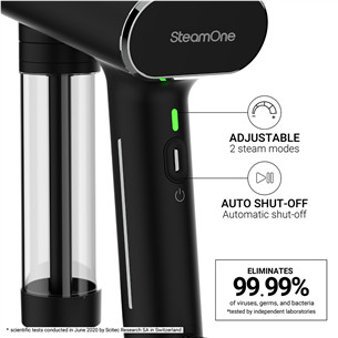 SteamOne Karl 2, 2000 W, melna - Rokas apģērbu tvaicētājs