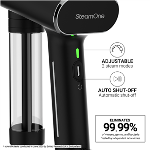 SteamOne Karl 2, 2000 W, melna - Rokas apģērbu tvaicētājs