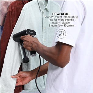 SteamOne Karl 2, 2000 W, melna - Rokas apģērbu tvaicētājs